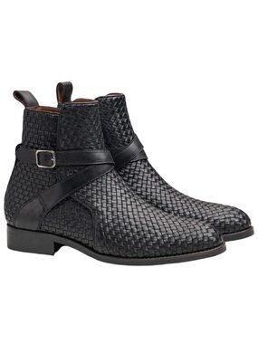 Jacob & Isaac Eindhoven Jodhpur Woven Leather Buckle Boot | Black | 10